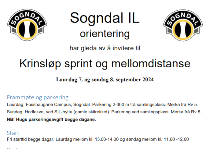 O-helg i Sogndal 7.-8. sept